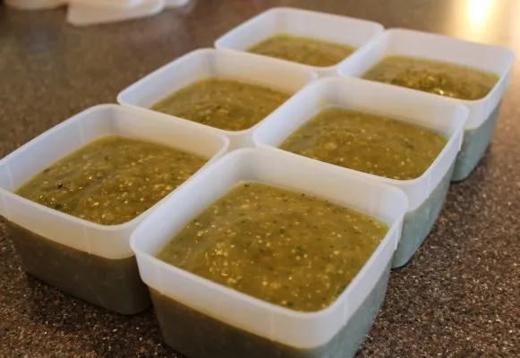 Easy Green Sauce in freezer containers