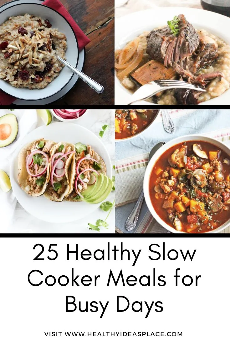 collage picture of slow cooker meals
