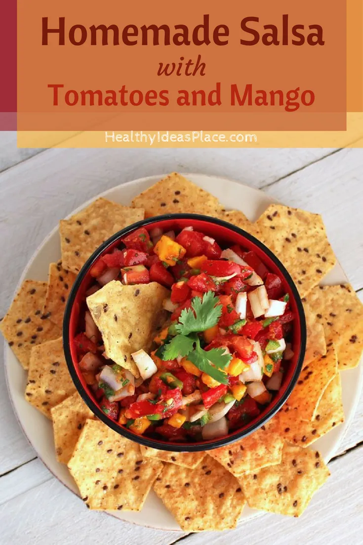 Homemade Salsa with Tomatoes and Mango - Fresh tomatoes and mango make a healthy, savory-sweet salsa with lots of flavor and a touch of heat.