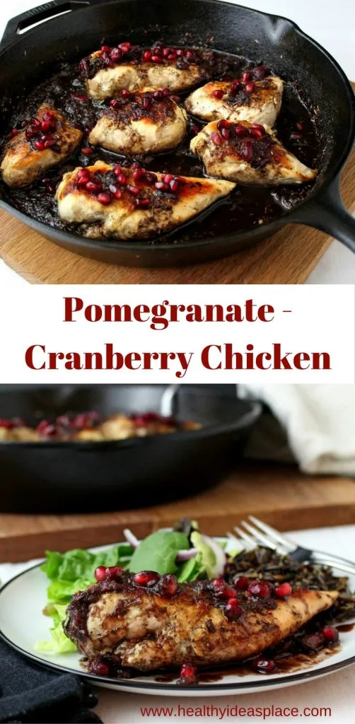 Pomegranate-Cranberry Chicken - Tender cooked chicken breasts topped with a sweet and spicy pomegranate-cranberry sauce with just the right touch of heat.