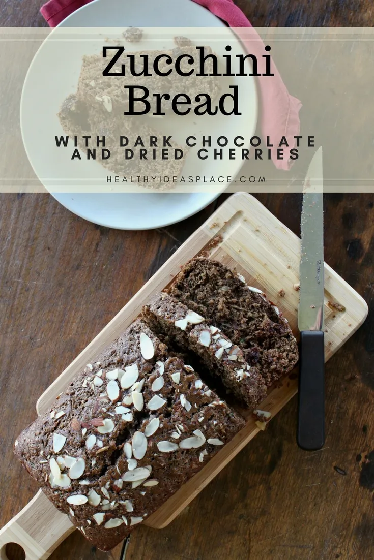 Zucchini Bread with Dark Chocolate and Dried Cherries - Zucchini bread takes on the sweet, rich flavors of dark chocolate and dried cherries for a delicious take on an old favorite. | HealthyIdeasPlace.com