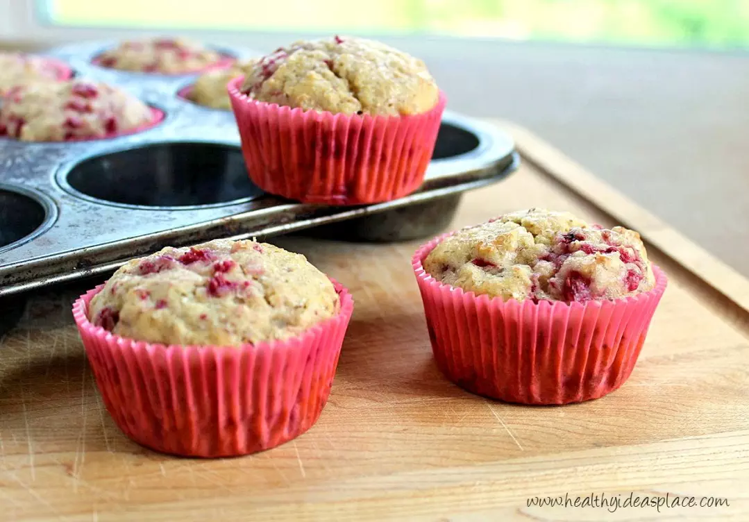 Raspberry Muffins on cutting board