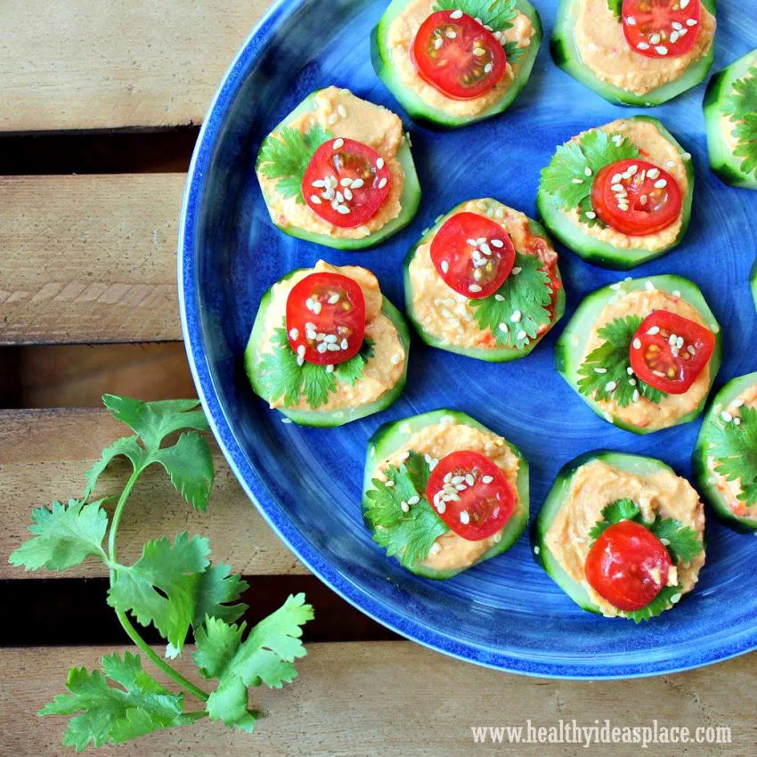 half a plate of Easy Cucumber Bites