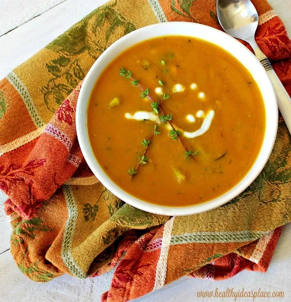 Butternut Squash Soup with White Beans and Broccoli