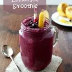 Wild Blueberry Lemonade Smoothie in a clear glass with the words 