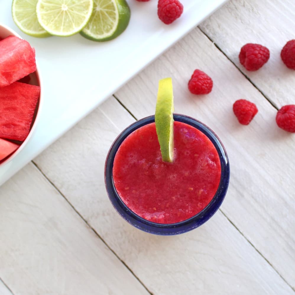 Raspberry Watermelon Slushies - Made with fresh raspberries and watermelon, these slushies are a delightfully refreshing treat on a hot summer day.