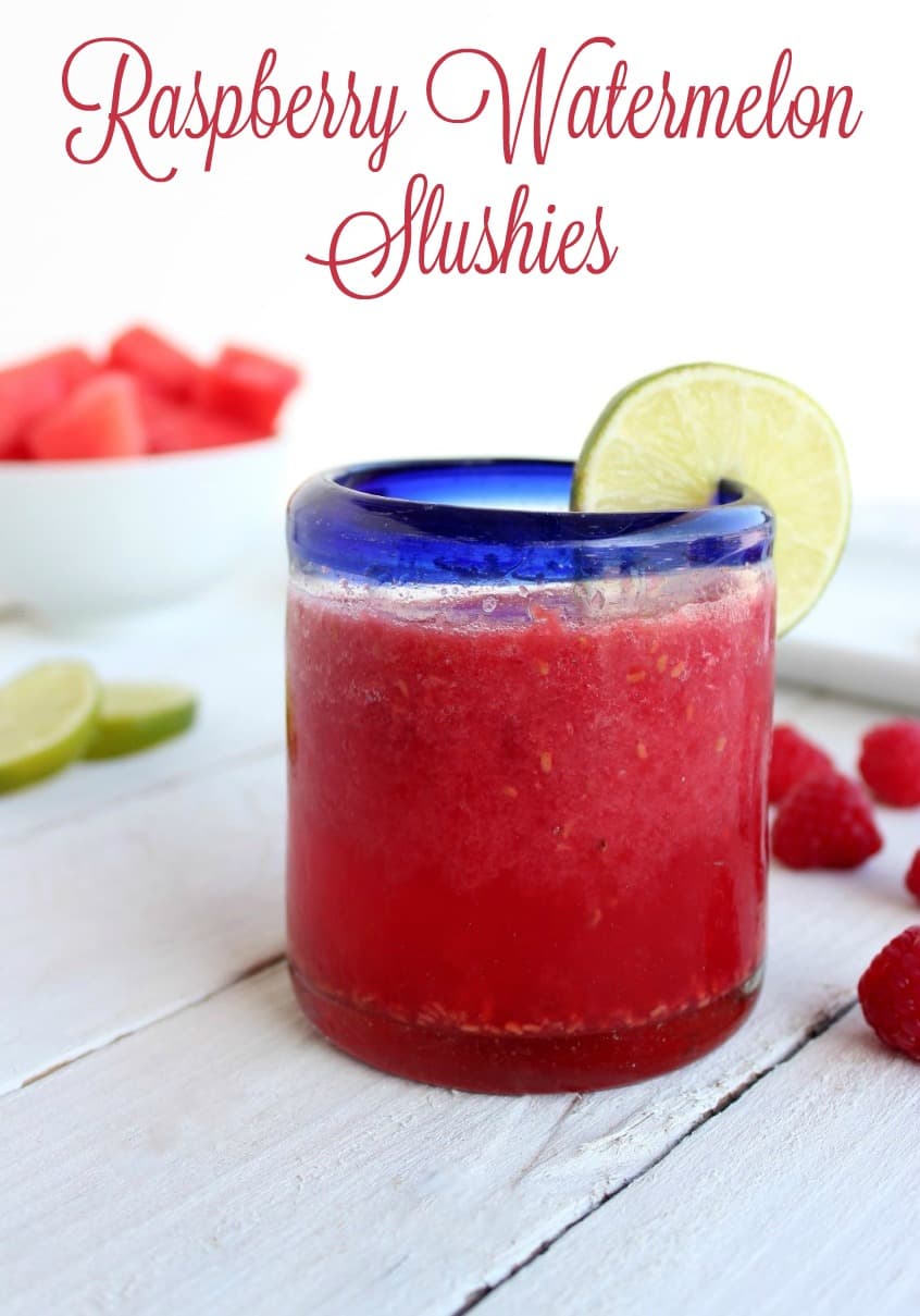 Raspberry Watermelon Slushies - Made with fresh raspberries and watermelon, these slushies are a delightfully refreshing treat on a hot summer day.