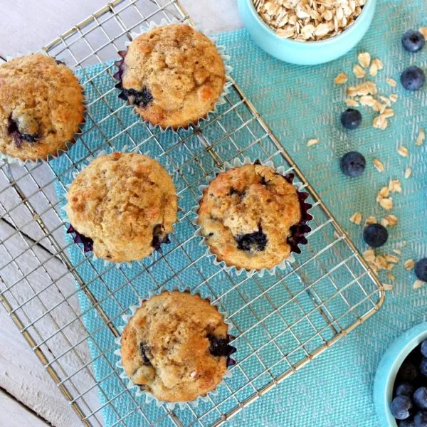 Blueberry Oat Muffins - mouthwatering, homemade blueberry muffins filled to the brim with fresh blueberries and whole grains are nourishing and filling.