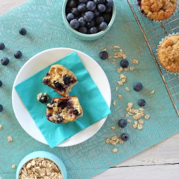 Blueberry Oat Muffins - mouthwatering, homemade blueberry muffins filled to the brim with fresh blueberries and whole grains are nourishing and filling.