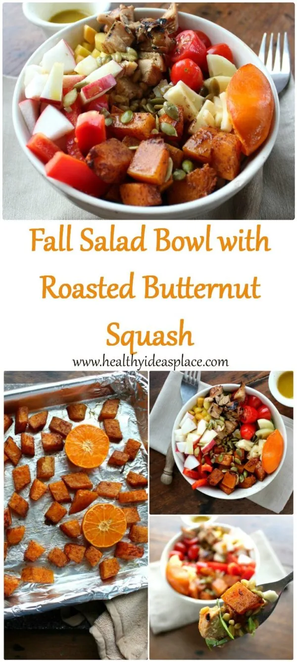 Fall Salad Bowl with Roast Butternut Squash is a delight to the palette. Filled with nourishing veggies, chicken, freekeh, and butternut squash, it's a taste of fall for a meal.