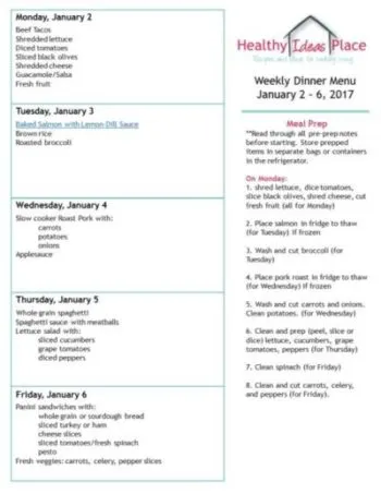 Dinner menu and meal prep - Plan and prep meals in advance to save time, save money, and ensure nourishing, healthy meals for your family.