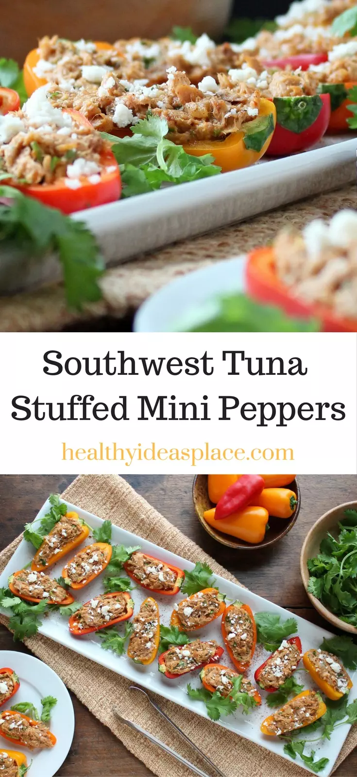 Southwest Tuna Stuffed Mini Peppers - a healthy appetizer that's quick and easy to make, but filled with flavor and touch of heat!