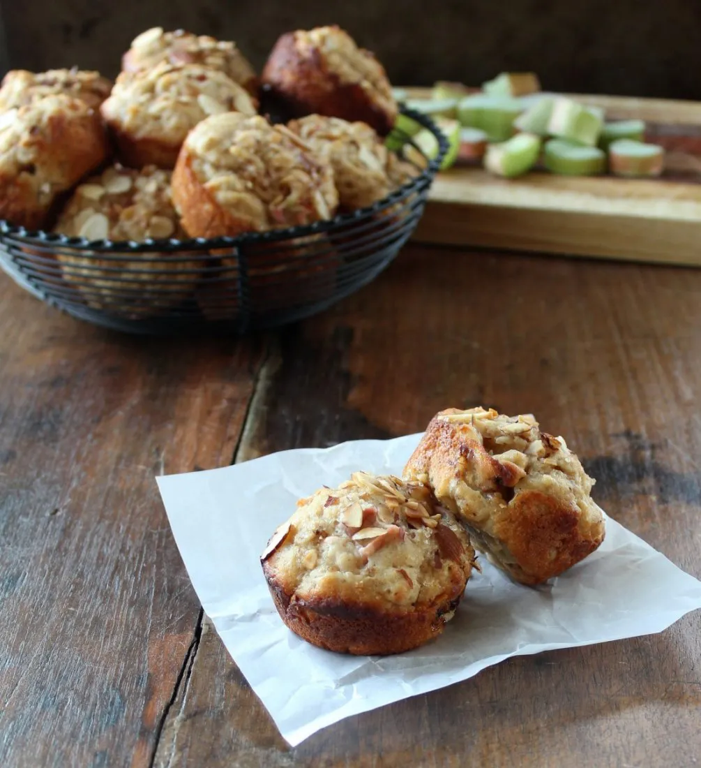 Buttermilk Rhubarb Muffins are easy to make and delicious, each tender bite popping with the sweet and sour flavors of rhubarb.