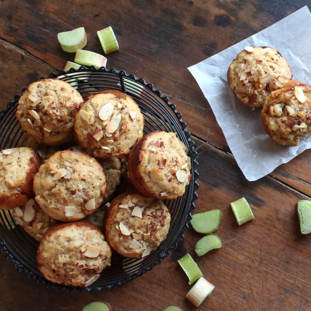 Buttermilk Rhubarb Muffins are easy to make and delicious, each tender bite popping with the sweet and sour flavors of rhubarb.