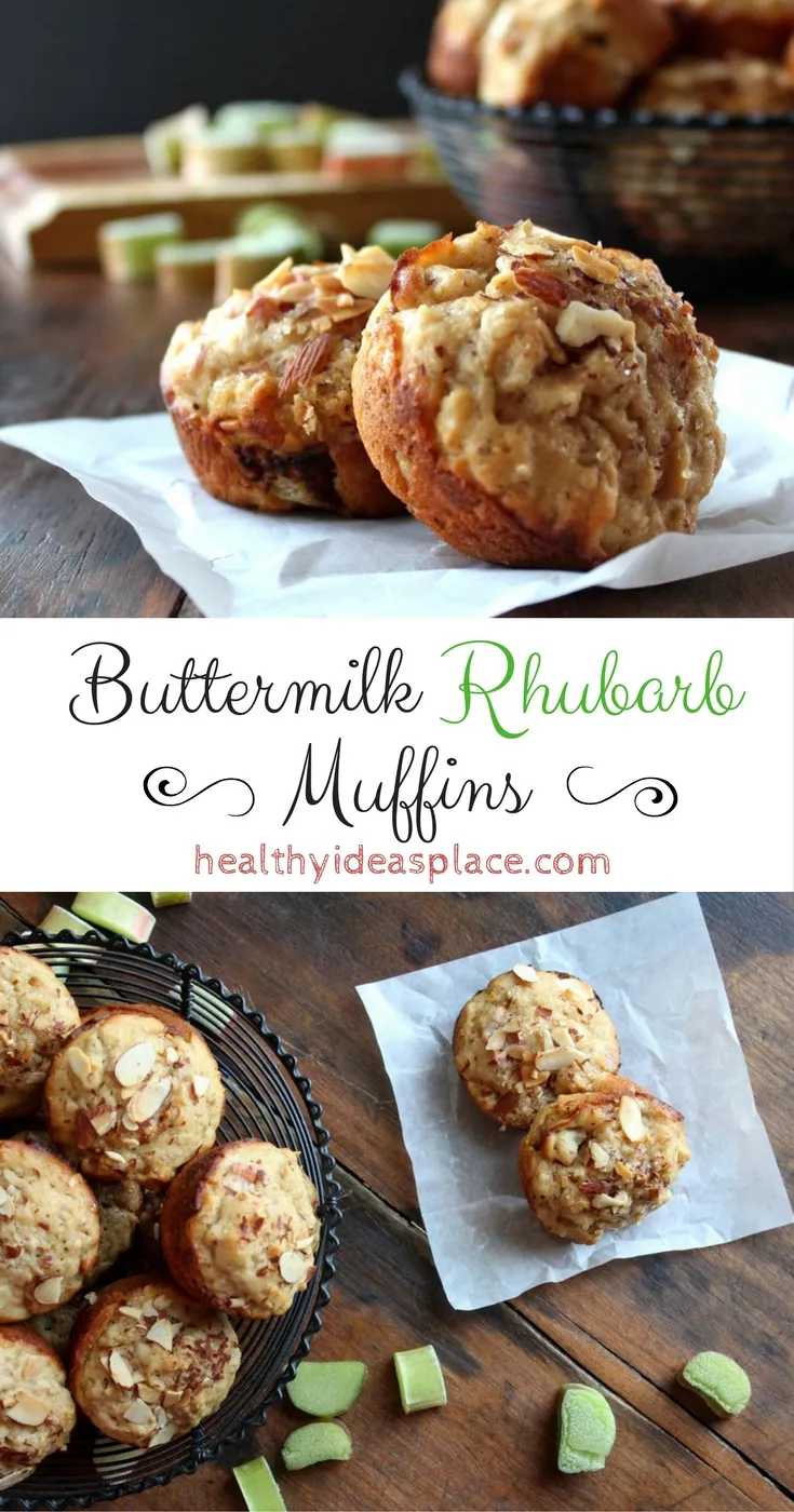 Buttermilk Rhubarb Muffins are easy to make and delicious, each tender bite popping with the sweet and sour flavors of rhubarb.