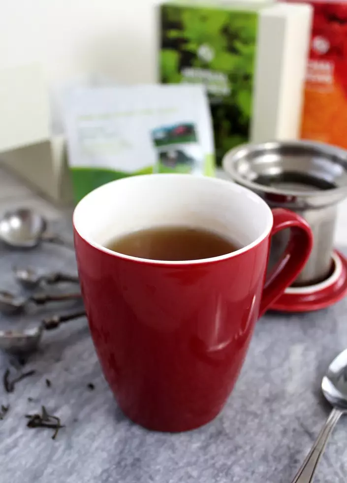 tea in a red cup