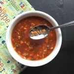 lentil alphabet soup in a bowl