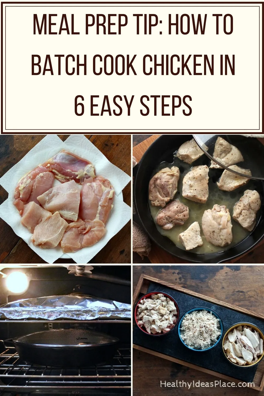 Easy Meal Prep Tip: How to Batch Cook Chicken: Do you find meal prep challenging? Start small and try batch cooking. It's easy to do and saves time when it comes to making meals on a tight schedule.