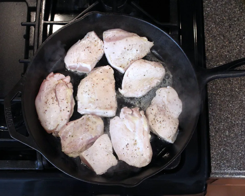 Easy Meal Prep Tip: How to Batch Cook Chicken - Six easy steps. Start on the stove and finish in the oven.