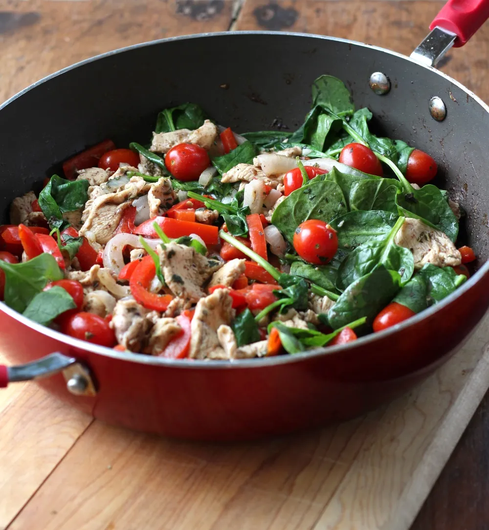 Warm Tzatziki Chicken Wraps - Healthy and easy to make, you can also enjoy it by itself or as a bowl with farro or a bed or fresh greens.