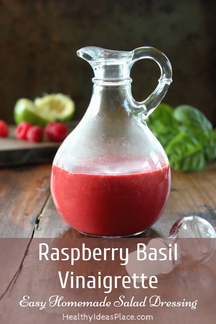 Raspberry Basil Vinaigrette - Simple to make raspberry vinaigrette with fresh basil and lime juice. Sweet and tangy all at the same time. Use it as a salad dressing or marinade too! Delicious!