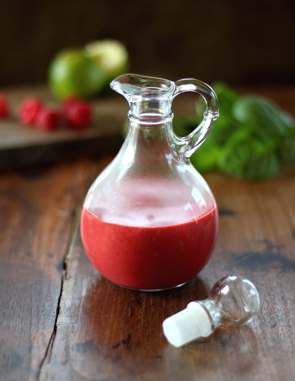 Raspberry Basil Vinaigrette - Easy to make raspberry vinaigrette with subtle flavors of basil and lime. So good!