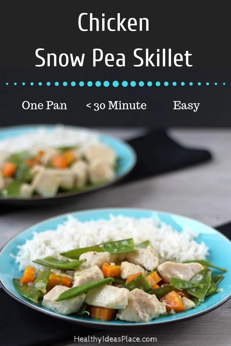 Chicken Snow Pea Skillet - Quick, easy, and delicious garlicky stir fry with chicken and snow peas! #chicken #stirfry #snowpeas #healthyrecipes #ad