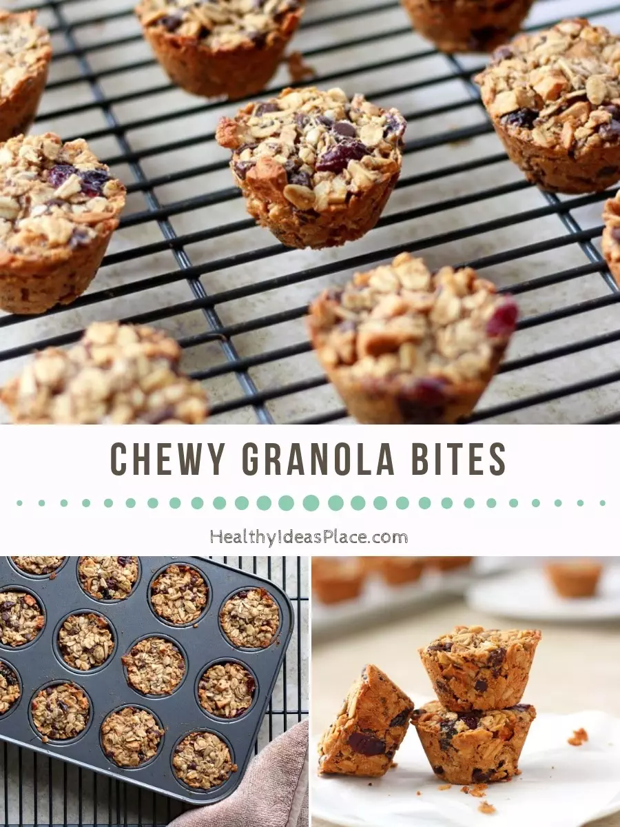 Delicious Chewy Granola Bites with Peanut Butter and Apples make a nourishing grab-and-go snack in the afternoon or a quick, healthy breakfast if you need something as you’re going out the door in the morning. #snacks #granola #healthysnacks #recipes