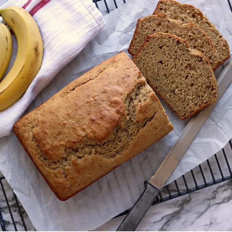Look no further for the best banana bread recipe! It's flavorful and moist, but made with a little less sugar and more whole-grains, like whole wheat pastry flour.