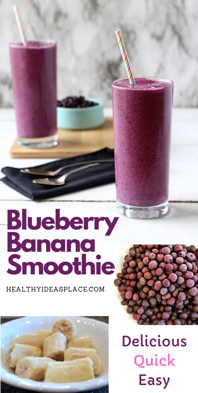 Blueberry banana smoothie picture with bananas and blueberries