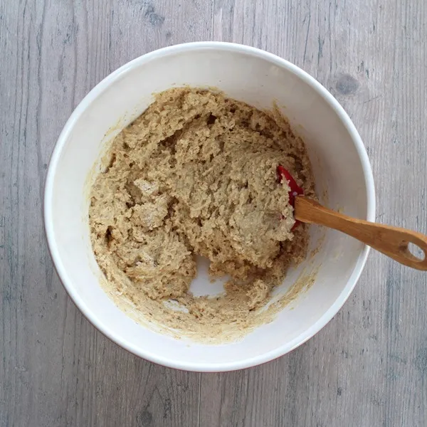 muffin batter with sour cherries and chocolate chips