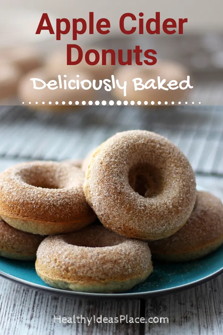 apple cider donuts on teal plate