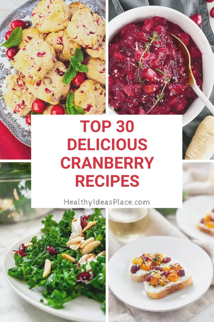 collage of 4 different cranberry recipes