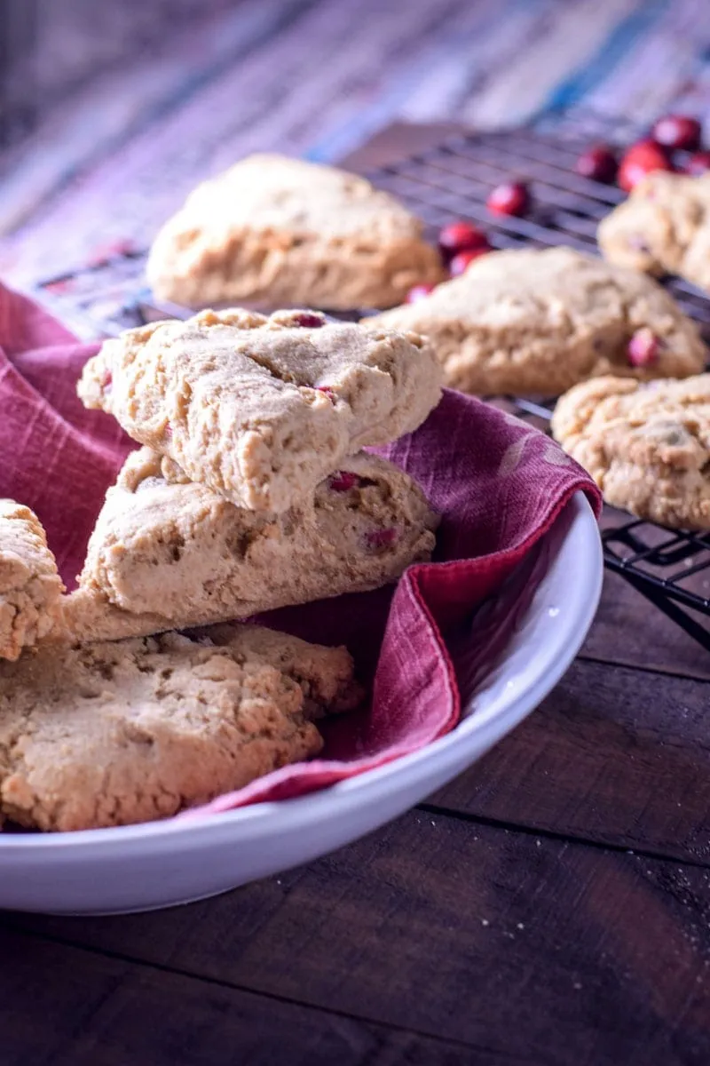 cranberry scones on a white plate