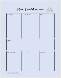 Meal planning worksheet