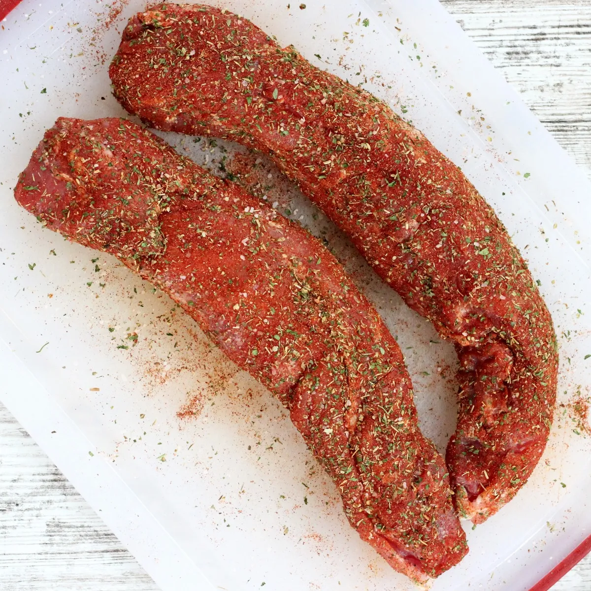 Raw pork with seasonings