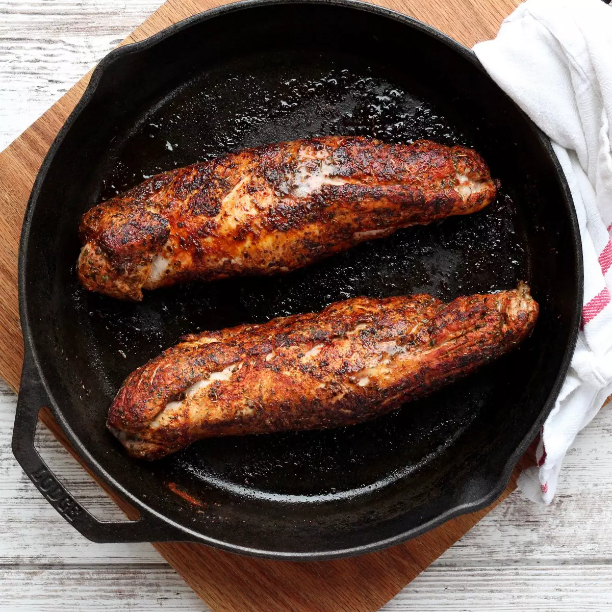 Two cooked roasts in pan