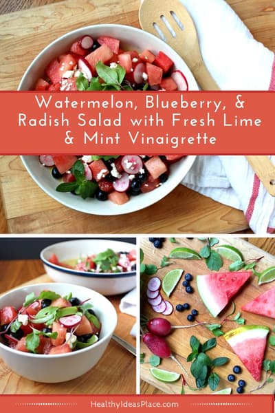 Watermelon, Blueberry, and Radish Salad with Lime and Fresh Mint Vinaigrette
